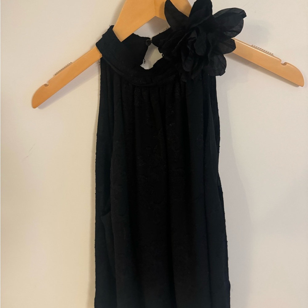 Zara Black Top with Floral Detail